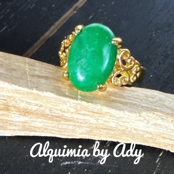 Alquimia Green and Gold Ring imperial jade - Picture 1 of 2